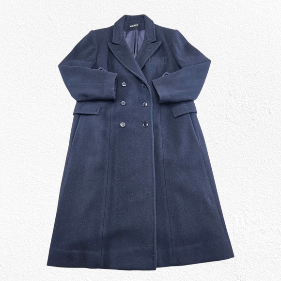 Vintage 70s Harve Benard Navy Wool Double Breasted Overcoat ILGWU Size Large - Picture 2 of 15